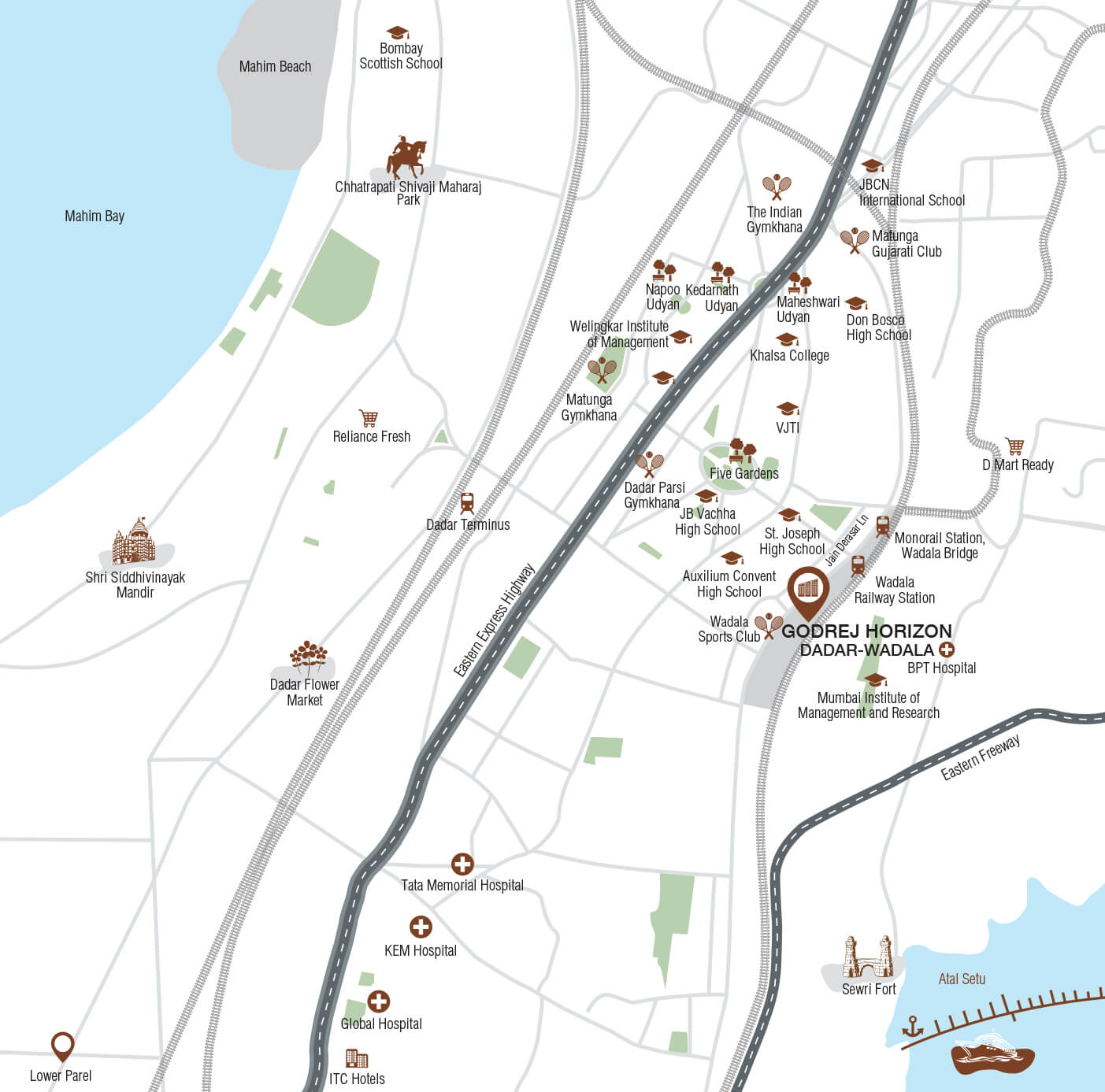 Godrej Trilogy Worli Location Map