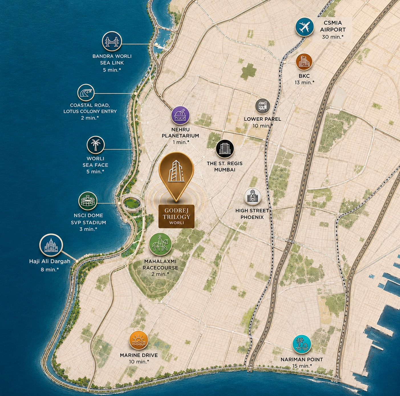 Godrej Trilogy Worli Location Map